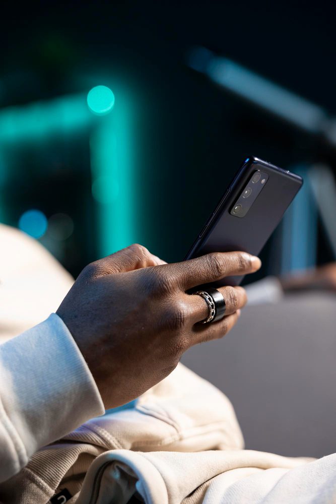 Person using a mobile banking app on smartphone