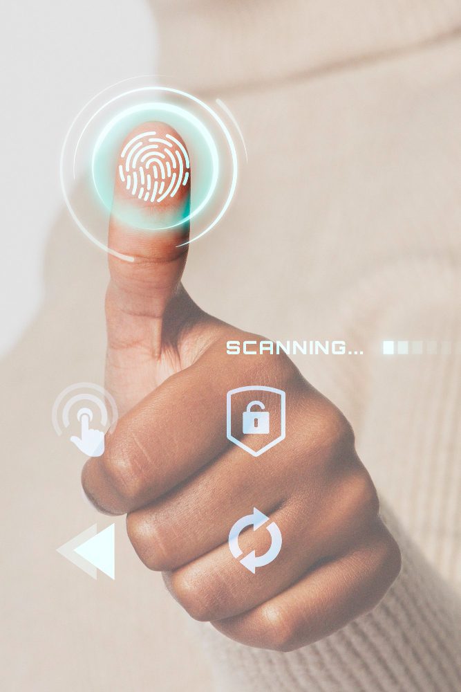 Biometric fingerprint scan on a mobile banking login screen